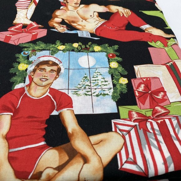 Fabric Christmas Tree Gay Pride Sexy Male Pin Up Santa Wreath Alexander Henry - Picture 4 of 7